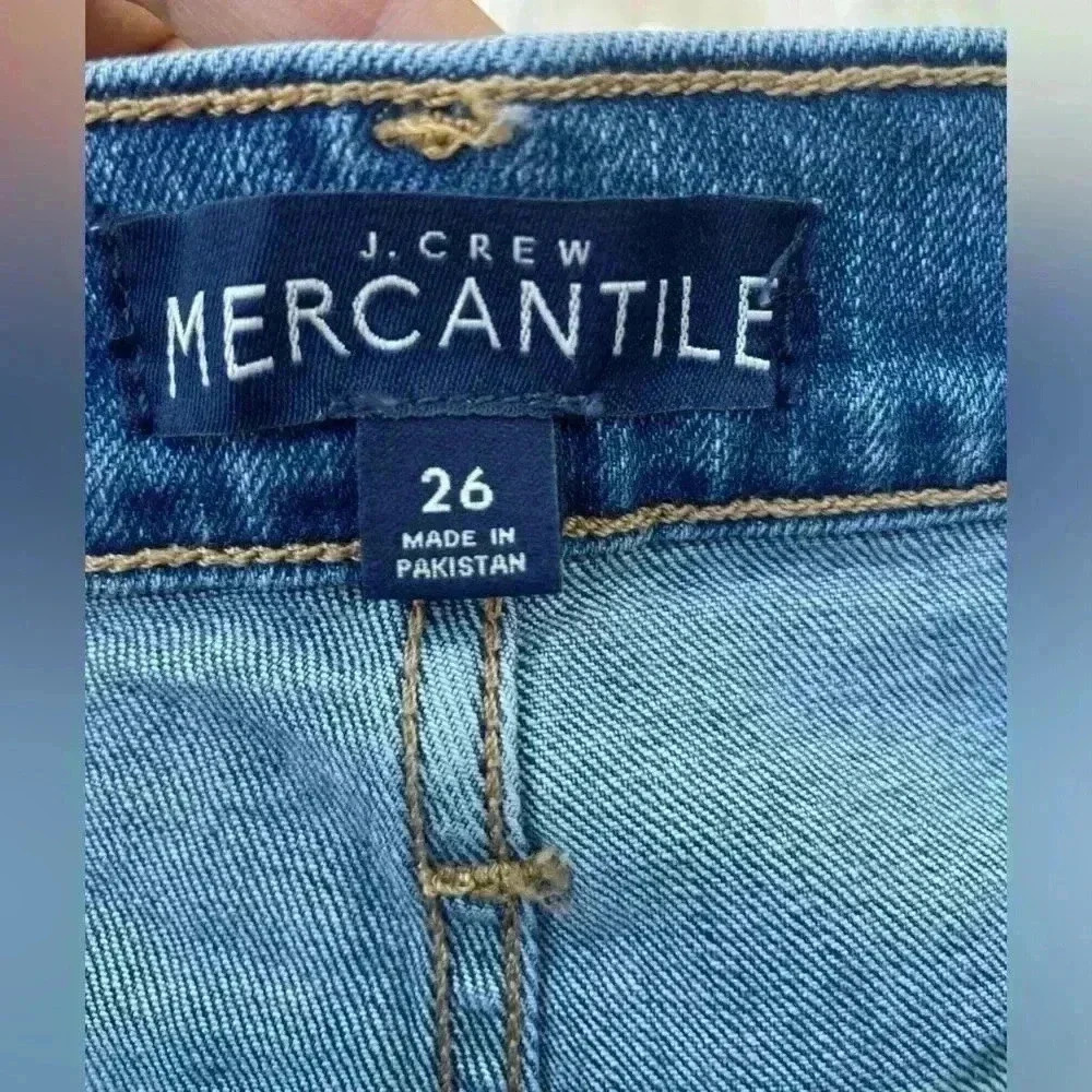 J.Crew Mercantile women’s distressed blue jeans super cute hems sz 26 preloved - Picture 4 of 6